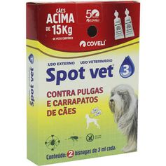 Antipulgas Coveli Spot Vet 3 Cães Acima De 15 Kg 3 ml 2un