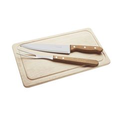 Kit Para Churrasco Tramontina Com Lâminas Em Aço Inox E Cabos Em Madeira Natural 3 Peças