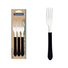 Conjunto De Garfos De Mesa Tramontina Leme com lâminas Em Aço Inox E Cabos De Polipropileno Preto 3 Peças