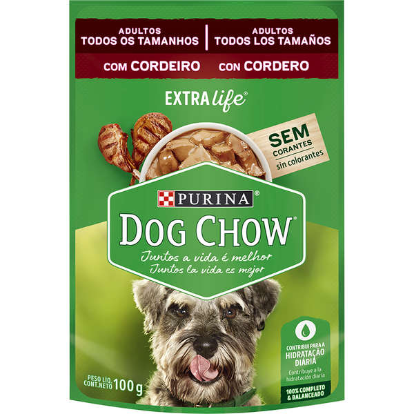 Dog Chow Sachê Extra Life Adultos Mini e peq Cordeiro 100g