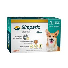 Antipulgas Simparic para Cães de 10,1 a 20 Kg (40 mg) 1 un
