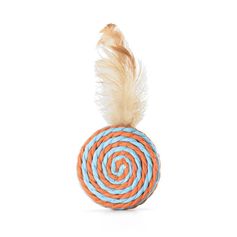 Brinquedo de Fibra Natural para Gatos Mini Tamborim com Penas - Multilaser