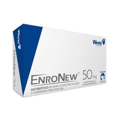 Antibiótico World Enronew 50mg para Cães e Gatos - Contém 1 blister com 10 comprimidos
