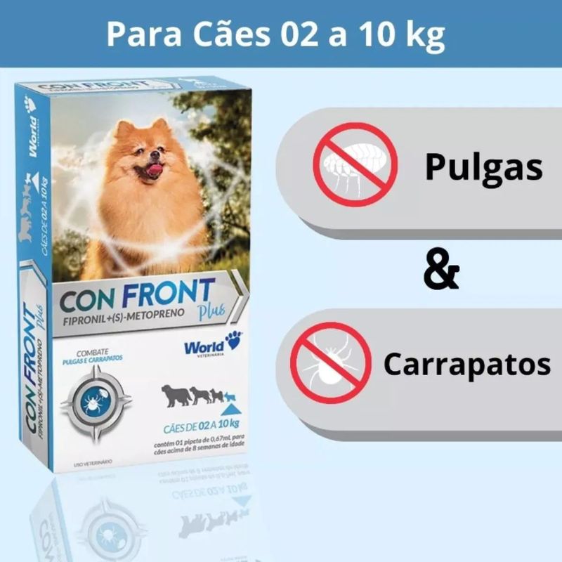Antiparasit rio World Confront Plus 0 67ml para C es at  10kg - Cont m 1 pipeta 2