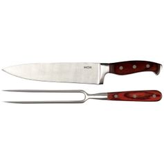 Conjunto Mor Steel Faca 8" e Garfo em Aço Inoxidável Cabo em Madeira