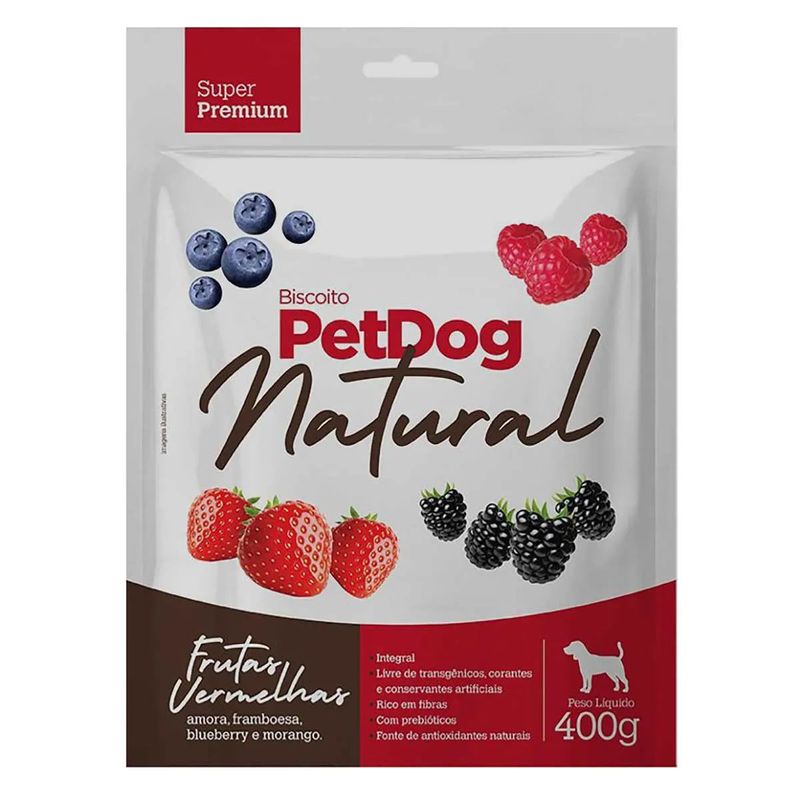 Biscoito Pet Dog Natural para C es Frutas Vermelhas 400g 0