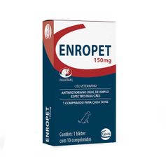 Antibiótico Ceva Enropet 150mg para Cães - Contém 1 blíster com 10 comprimidos