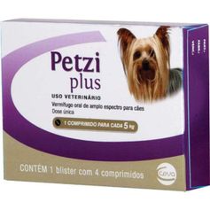 Vermífugo Ceva Petzi Plus 400mg para Cães - Contém 1 blíster com 4 comprimidos