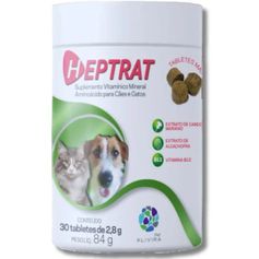 Suplemento Vitamínico Alivira Heptrat Tabletes Mastigáveis para Cães e Gatos 84g