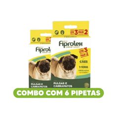 Combo Antipulgas Ceva Fiprolex 0,67ml para Cães de 1kg até 10kg - Contém 6 pipetas