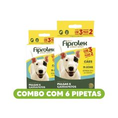 Combo Antipulgas Ceva Fiprolex 1,34ml para Cães de 11kg até 20kg - Contém 6 pipetas
