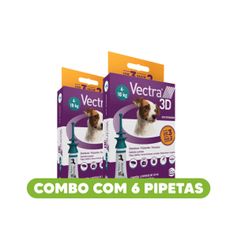 Combo Antipulgas Ceva Vectra 3D 1,6ml para Cães de 4kg até 10kg  - Contém 6 pipetas