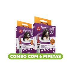 Combo Antipulgas Ceva Vectra 3D 8ml para Cães de 40kg até 67kg - Contém 6 pipetas