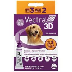 Antipulgas Ceva Vectra 3D 4,7ml para Cães de 25kg até 40kg - Contém 3 pipetas