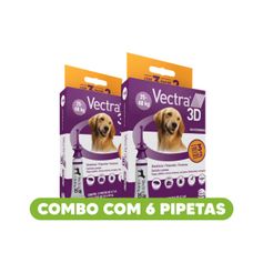 Combo Antipulgas Ceva Vectra 3D 4,7ml para Cães de 25 kg até 40kg - Contém 6 pipetas