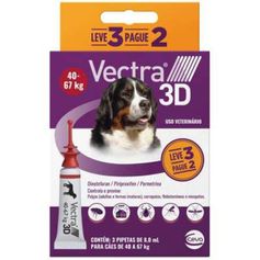 Antipulgas Ceva Vectra 3D 8ml para Cães de 40kg até 67kg - Contém 3 pipetas