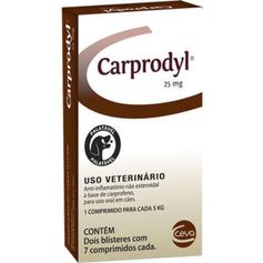 Anti-Inflamatório Ceva Carprodyl 25mg para Cães - Contém 2 blísteres com 14 comprimidos