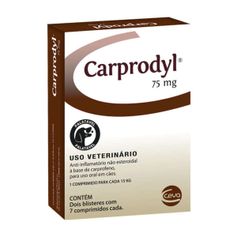 Anti-Inflamatório Ceva Carprodyl 75mg para Cães - Contém 2 blísteres com 7 comprimidos