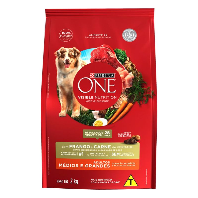 Ra  o Seca One Visible Nutrition para C es Adultos Porte M dio e Grande Frango e Carne 2kg 0