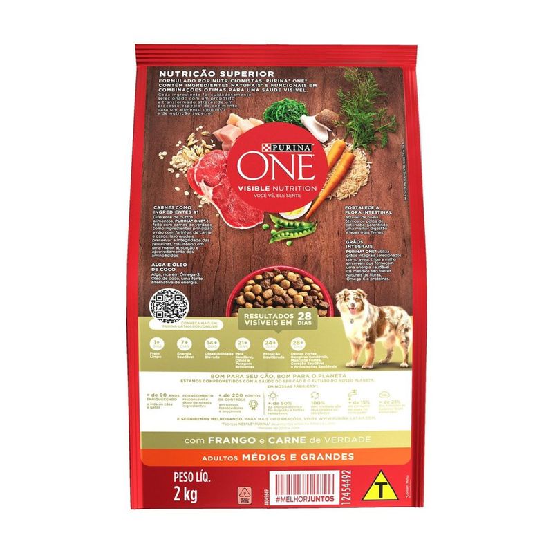 Ra  o Seca One Visible Nutrition para C es Adultos Porte M dio e Grande Frango e Carne 2kg 1