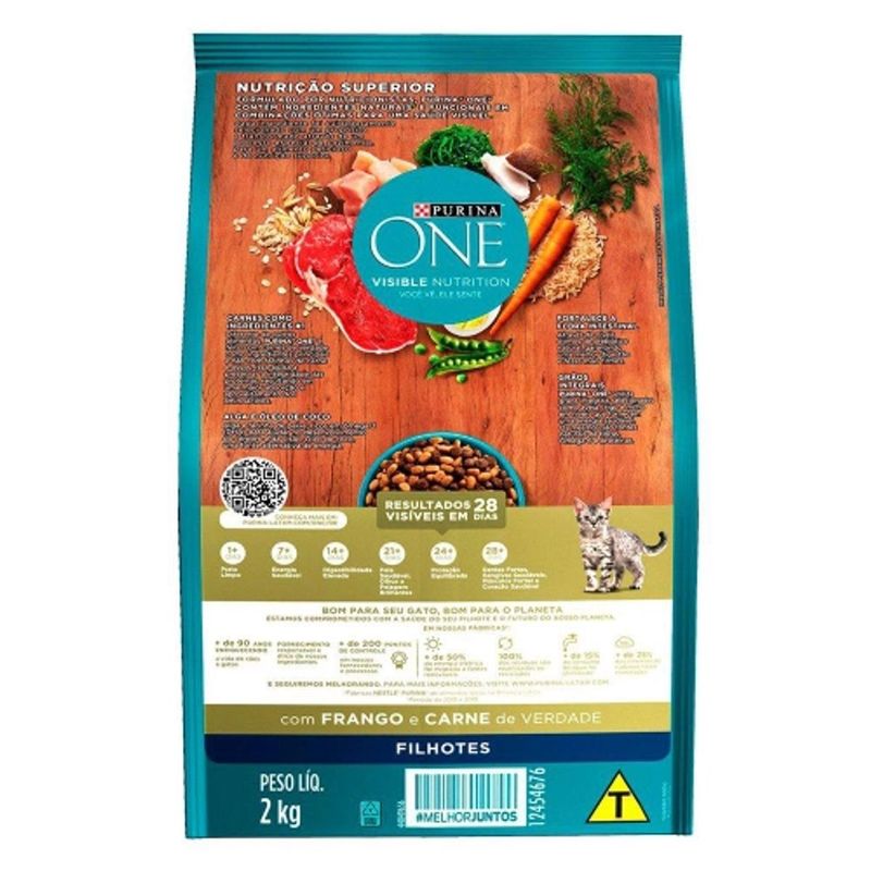Ra  o Seca One Visible Nutrition para Gatos Filhotes Frango e Carne 2kg 1