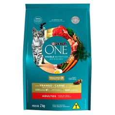 Ração Seca One Visible Nutrition para Gatos Adultos Frango e Carne 2kg