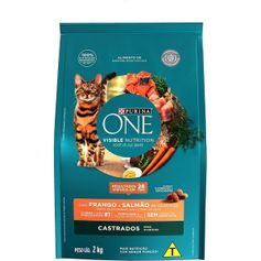 Ração Seca One Visible Nutrition para Gatos Castrados Frango e Salmão 2kg