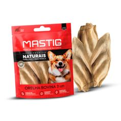 Petisco Mastig Orelha Bovina Natural para Cães - Contém 3 unidades