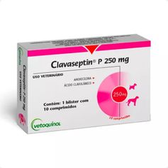 Antibiótico Vetoquinol Clavaseptin P 250mg  para Cães e Gatos - Contém 10 comprimidos