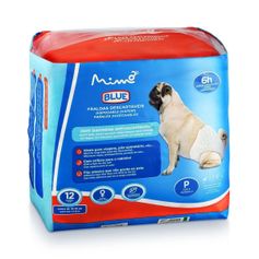 Fralda Higiênica Descartável Multilaser Blue para Cães Fêmeas Porte Pequeno - Tamanho P - Contém 12 unidades