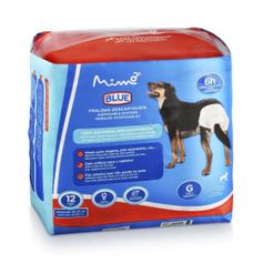 Fralda Higiênica Descartável Multilaser Blue para Cães Fêmeas Porte Grande - Tamanho G - Contém 12 unidades