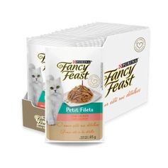 Combo Ração Úmida Fancy Feast Petit Filet para Gatos Adultos Salmão 85g - Compre 12 leve 15