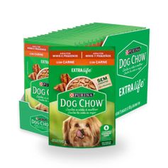 Combo Ração Úmida Dog Chow para Cães Adultos Porte Mini e Pequeno Carne 100g - Compre 12 leve 15