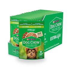 Combo Ração Úmida Dog Chow para Cães Filhotes Carne 100g - Compre 12 leve 15