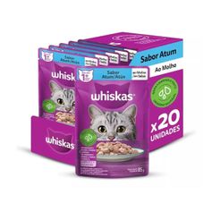 Combo Ração Úmida Whiskas para Gatos Adultos Atum 85g - Contém 20 unidades