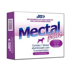 Vermífugo Mundo Animal Mectal Plus para Cães Porte Grande até 30kg - Contém 4 comprimidos