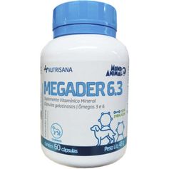 Suplemento Vitamínico Mineral Mundo Animal Nutrisana Megader 6.3 para Cães 48g - Contém 60 cápsulas