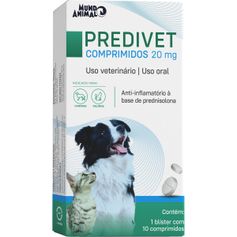 Anti-Inflamatório Mundo Animal Predivet para Cães e Gatos 20mg - Contém 10 comprimidos