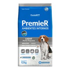 Ração Seca Premier Ambientes Internos Light para Cães Adultos Porte Pequeno Frango e Salmão 12kg