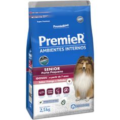 Ração Seca Premier Ambientes Internos Sênior para Cães Idosos Porte Pequeno Frango e Salmão 2,5kg