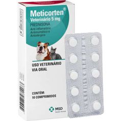 Anti-Inflamatório MSD Meticorten para Cães e Gatos 5mg - Contém 10 comprimidos