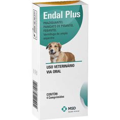 Vermífugo MSD Endal Plus para Cães até 10kg - Contém 4 comprimidos