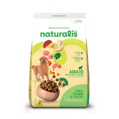 Ração Seca Naturalis para Cães Adultos Porte Médio e Grande Frango, Peru e Frutas 12kg