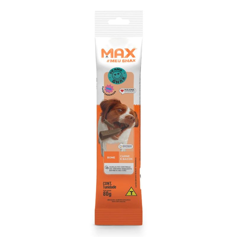 Petisco Max Bone para C es Adultos Porte M dio e Grande Carne e Bacon 80g  0