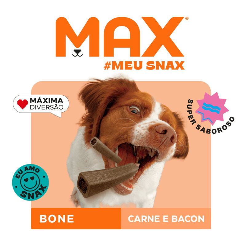 Petisco Max Bone para C es Adultos Porte M dio e Grande Carne e Bacon 80g  4