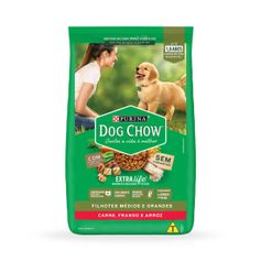 Ração Seca Dog Chow para Cães Filhotes Porte Médio e Grande Carne, Frango e Arroz 1kg