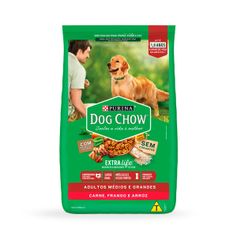 Ração Seca Dog Chow para Cães Adultos Porte Médio e Grande Carne, Frango e Arroz 10,1kg