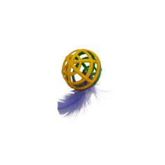 Brinquedo MS Pet Bolinha com Guizo e Pena Natural para Gatos - Cores Sortidas