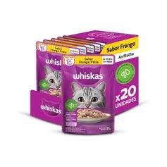 Combo Ração Úmida Whiskas para Gatos Adultos Frango ao Molho 85g - Contém 20 unidades