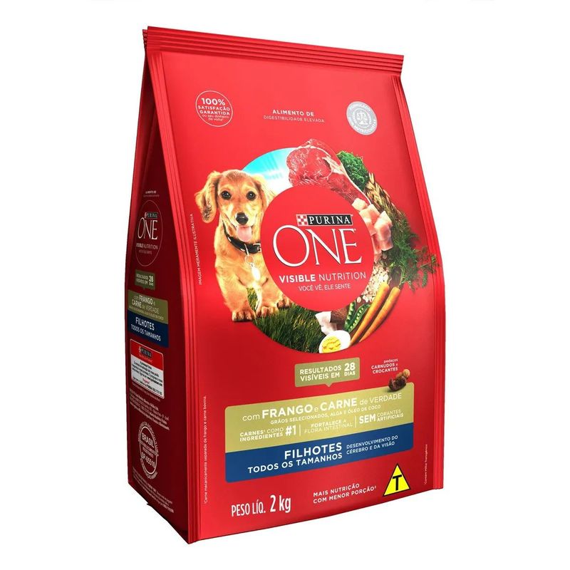 Ra  o Seca One Visible Nutrition para C es Filhotes Frango e Carne 2kg 1